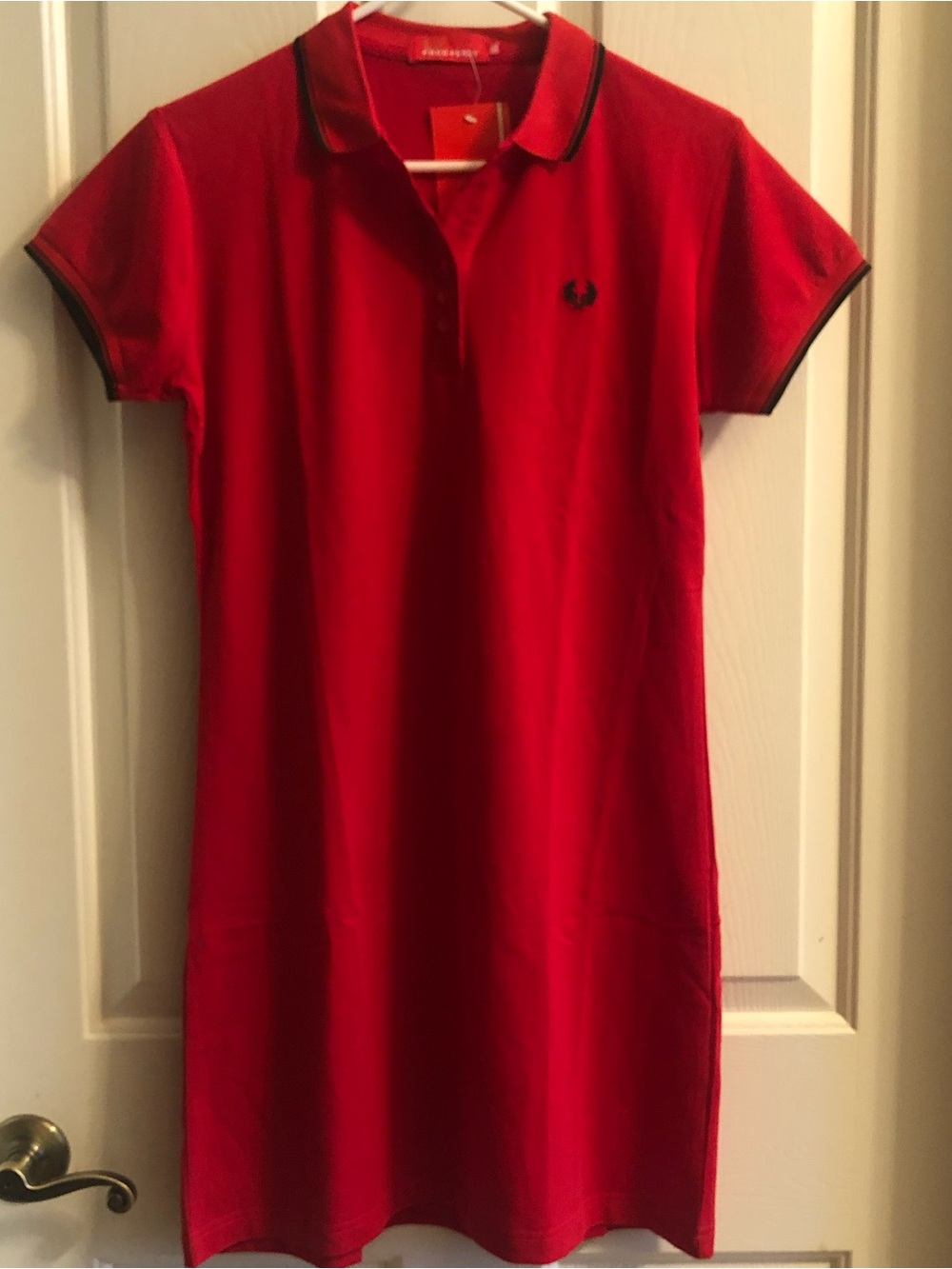 Fred Perry Red Polo Mini Dress with Navy Tipping